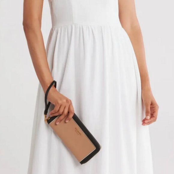 NEW Kate Spade Morgan Travel Continental Leather Wristlet - Cafe Mocha K8959 - Picture 3 of 5